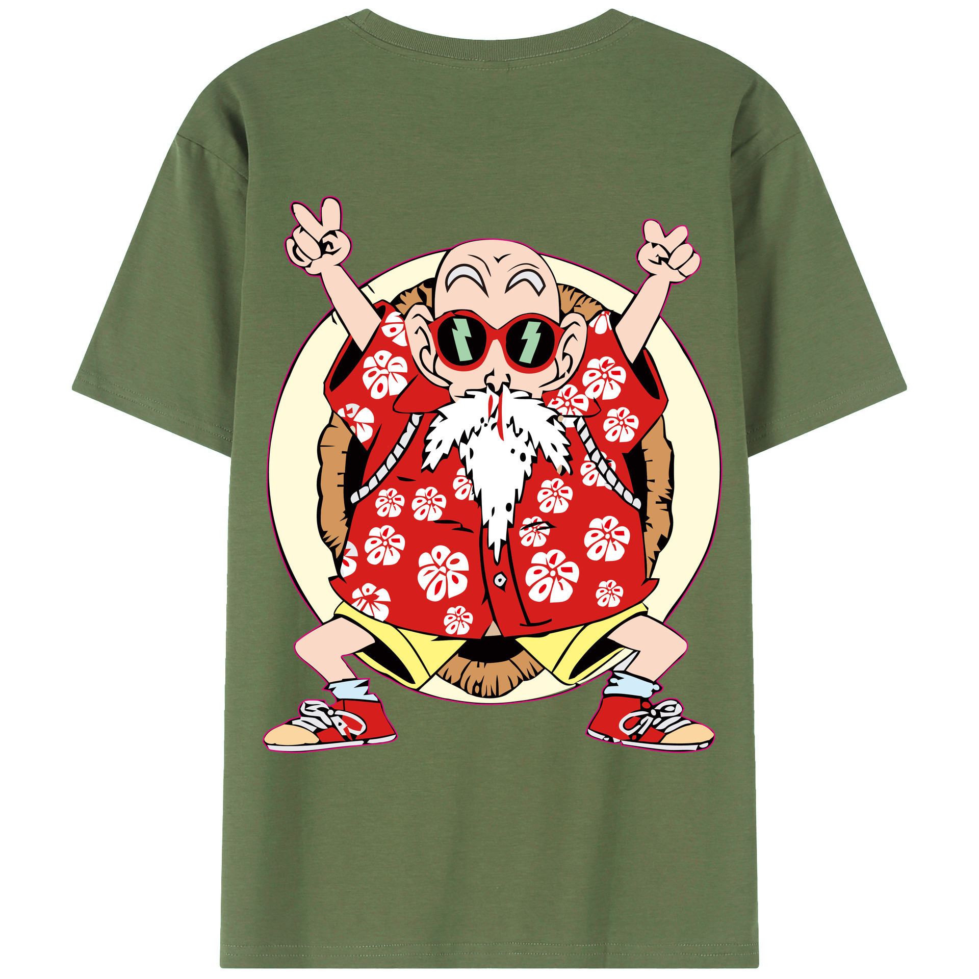 （画像用） ドラゴンボール 亀仙人（かめせんにん） DRAGON BALL Master Roshi Kame Sennin 綿100％ メンズ半袖Tシャツ（バックプリント） 通気性